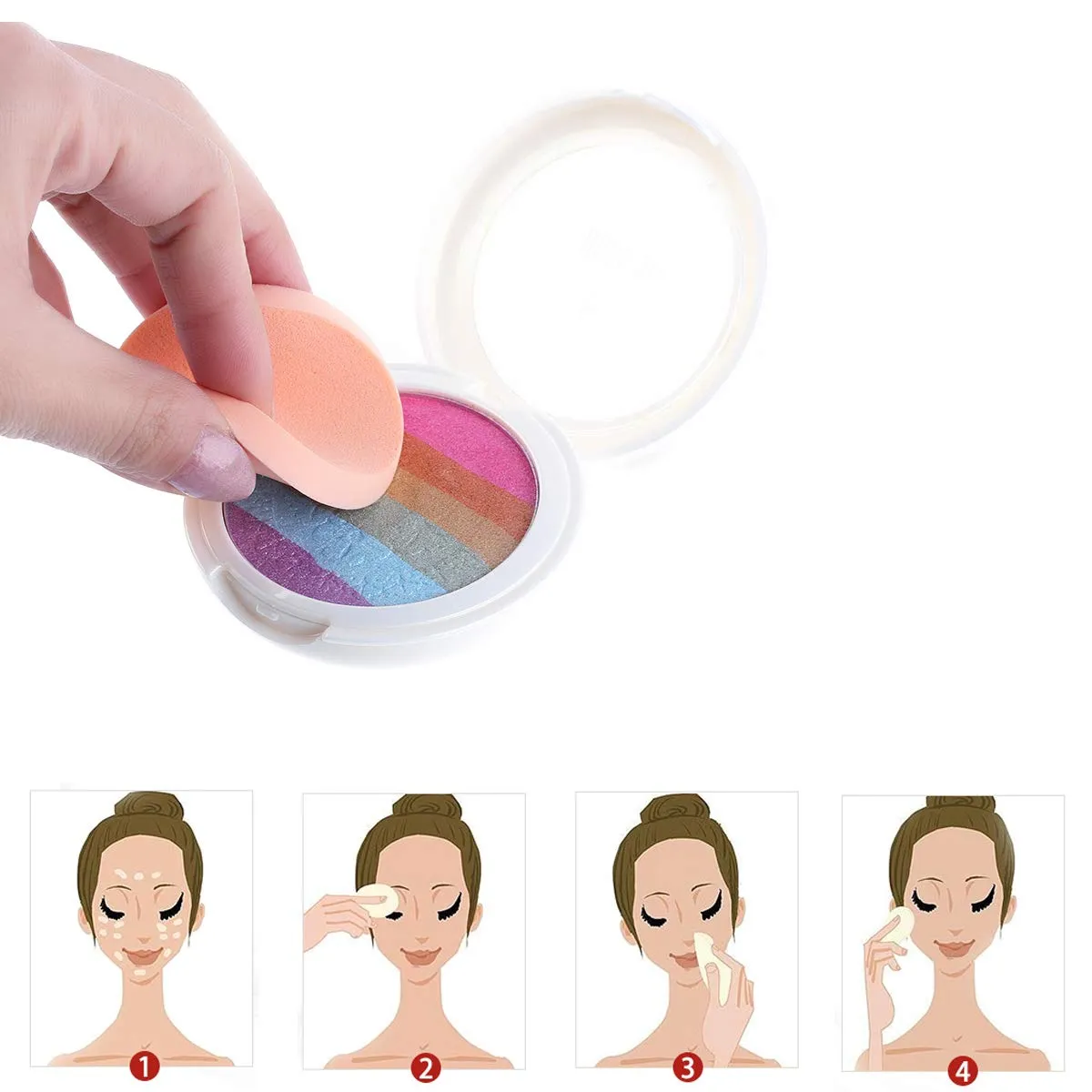 25 Pcs Women's Round Soft Makeup Beauty Eye Face Foundation Blender Facial Smooth Powder Puff Cosmetics Blush Applicators Sponges Use for Dry and Wet