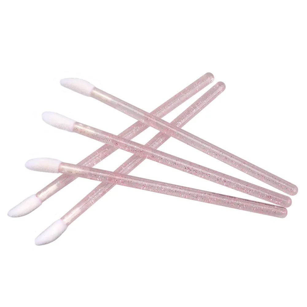 300PCS Glitter Crystal Lip Brush, Disposable Lip Brushes Lip Gloss Applicators Lipstick Gloss Wands Applicator Perfect Makeup Tool Kits (Pink) Pink