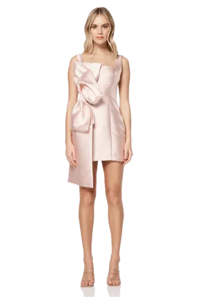 Elliatt Corsage Dress - Ballet Pink | Satin Fabric, Fitted Style, Square Neckline