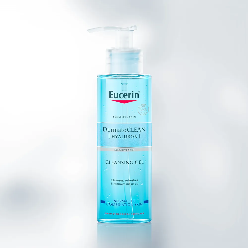 EUCERIN Dermato clean hyaluron sensitive skin cleansing gel cleanses refreshes & removes make up normal to combination skin