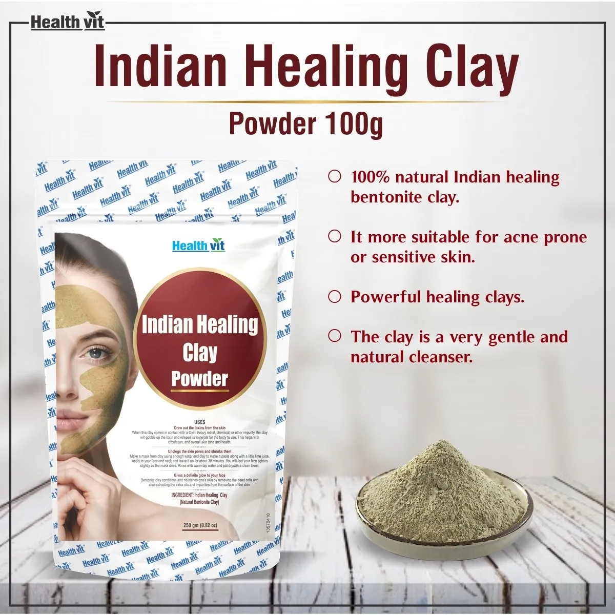 Healthvit Indian Healing Clay Powder 250 gm