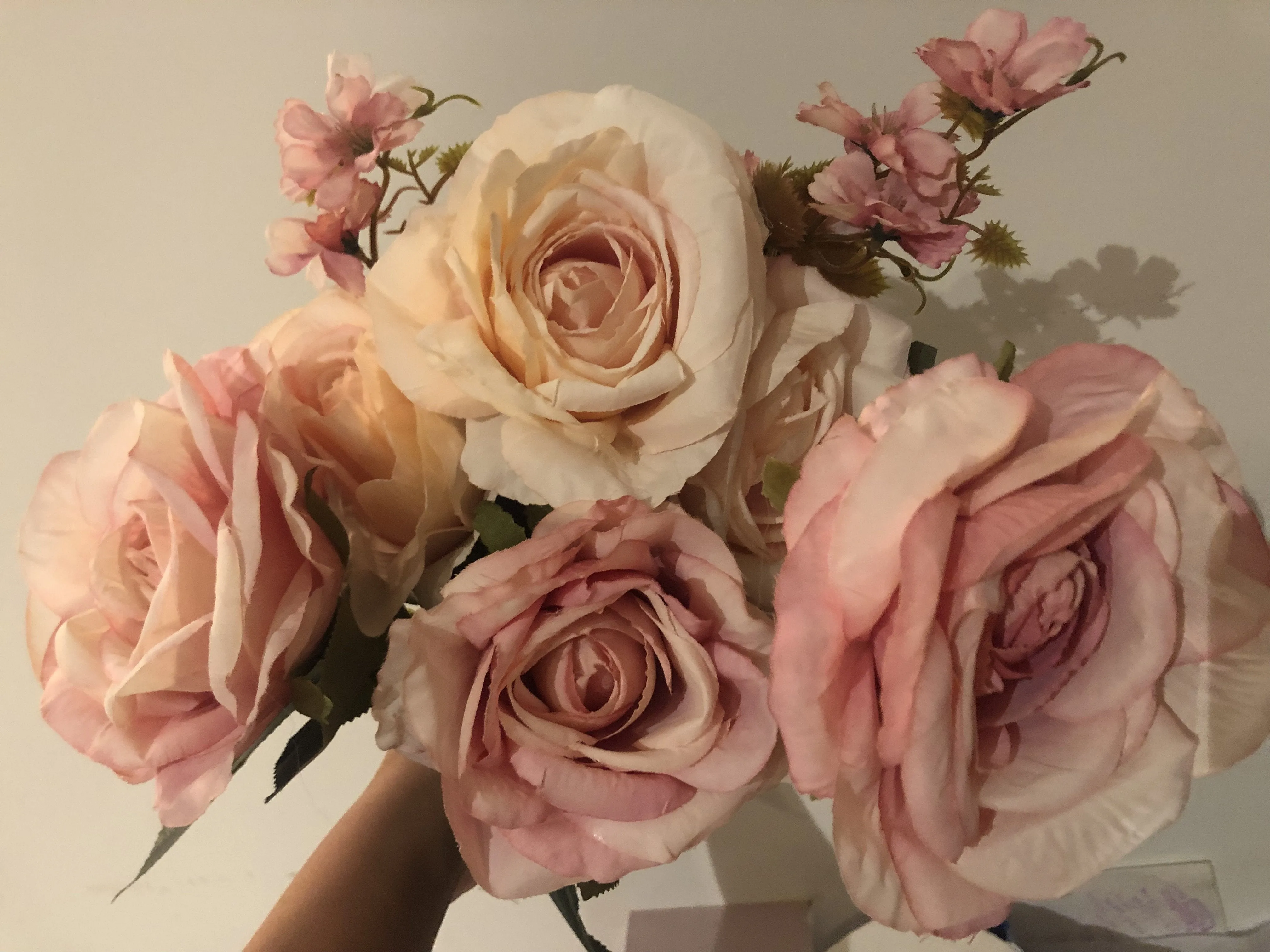 Mixed pastel pink Roses Artificial Flower with filler