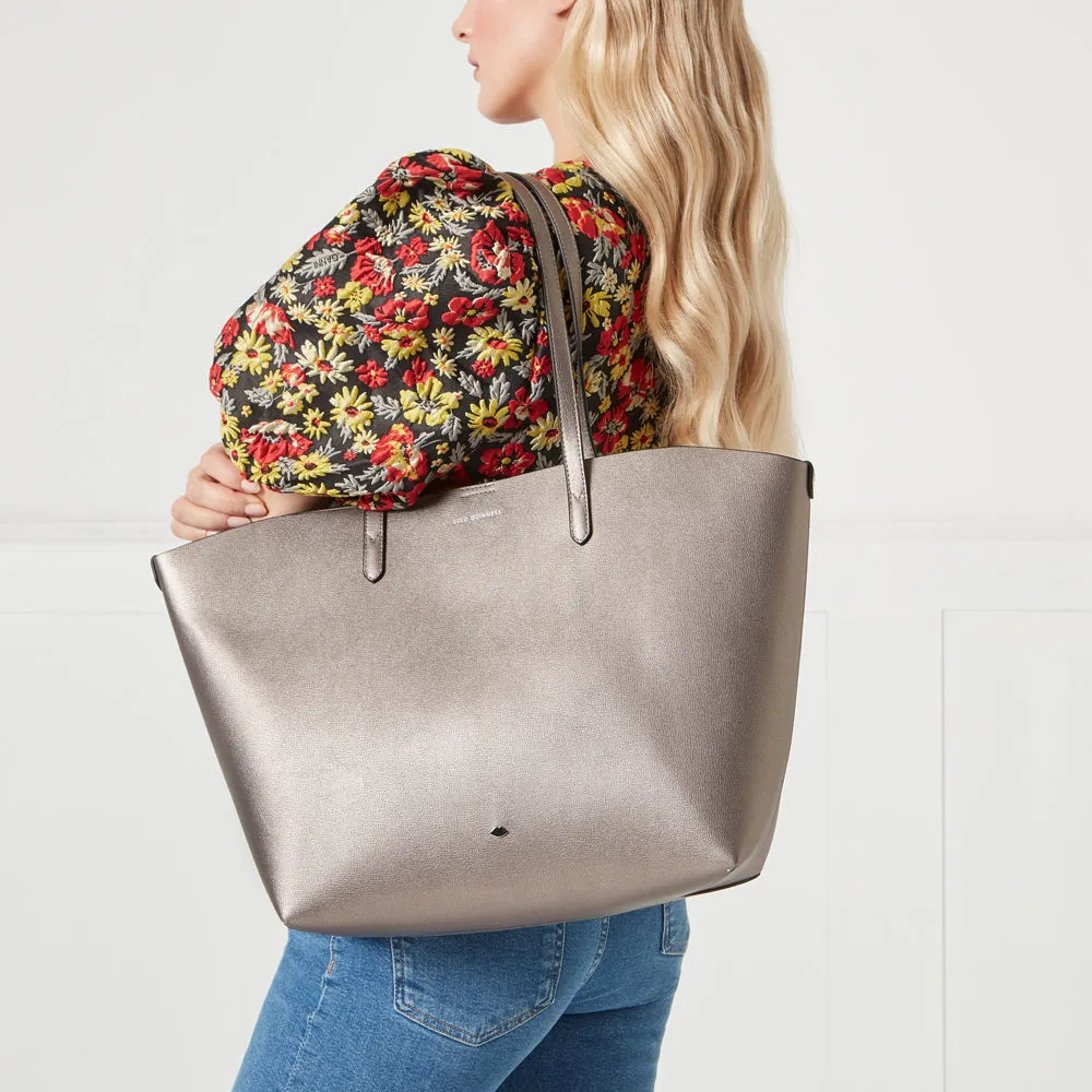 PEWTER LEATHER LARGE IVY TOTE BAG