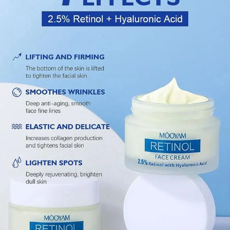 Retinol Face Cream: Anti-Aging, Wrinkle Whitening, Moisturizing, Improves Fine Lines, Firming, Lifting Facial Skin Care