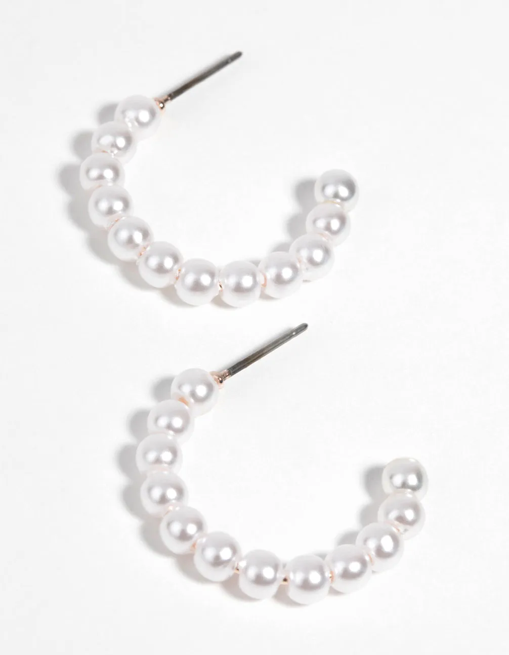 Rose Gold Pearl Hoop Earrings