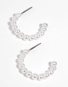 Rose Gold Pearl Hoop Earrings