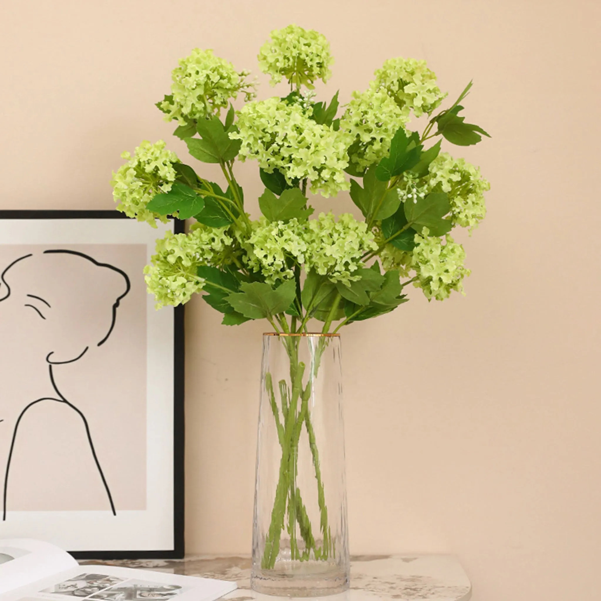 Tall Stem Artificial Silk Hydrangea Spray Flowers